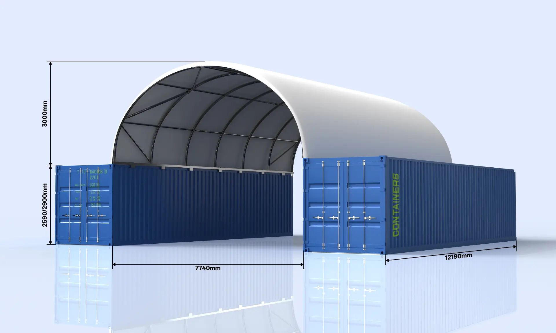 TS812 container dome shelter with dimension