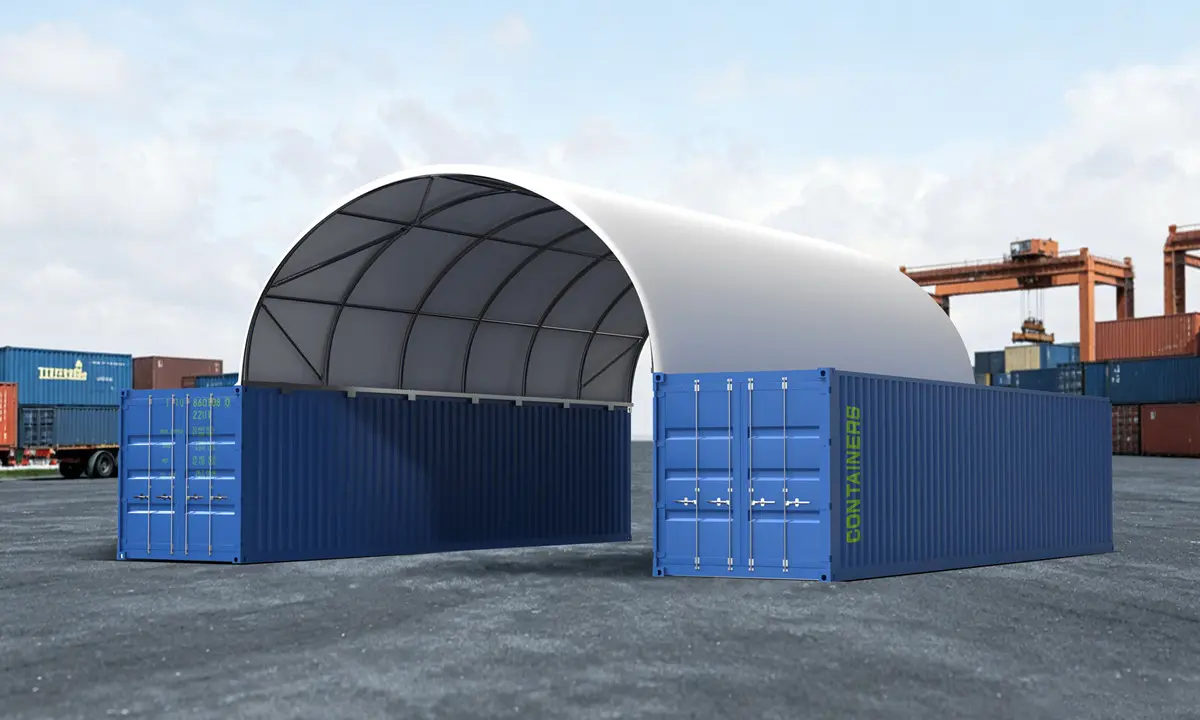 TS812 — 8m wide 40ft Container Dome Shelter (8m x 12m)