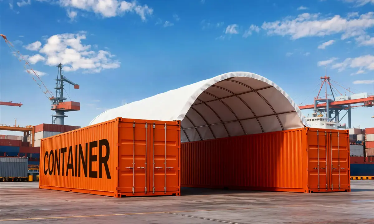 TS612 — 6m wide 40ft Container Dome Shelter (6m x 12m)