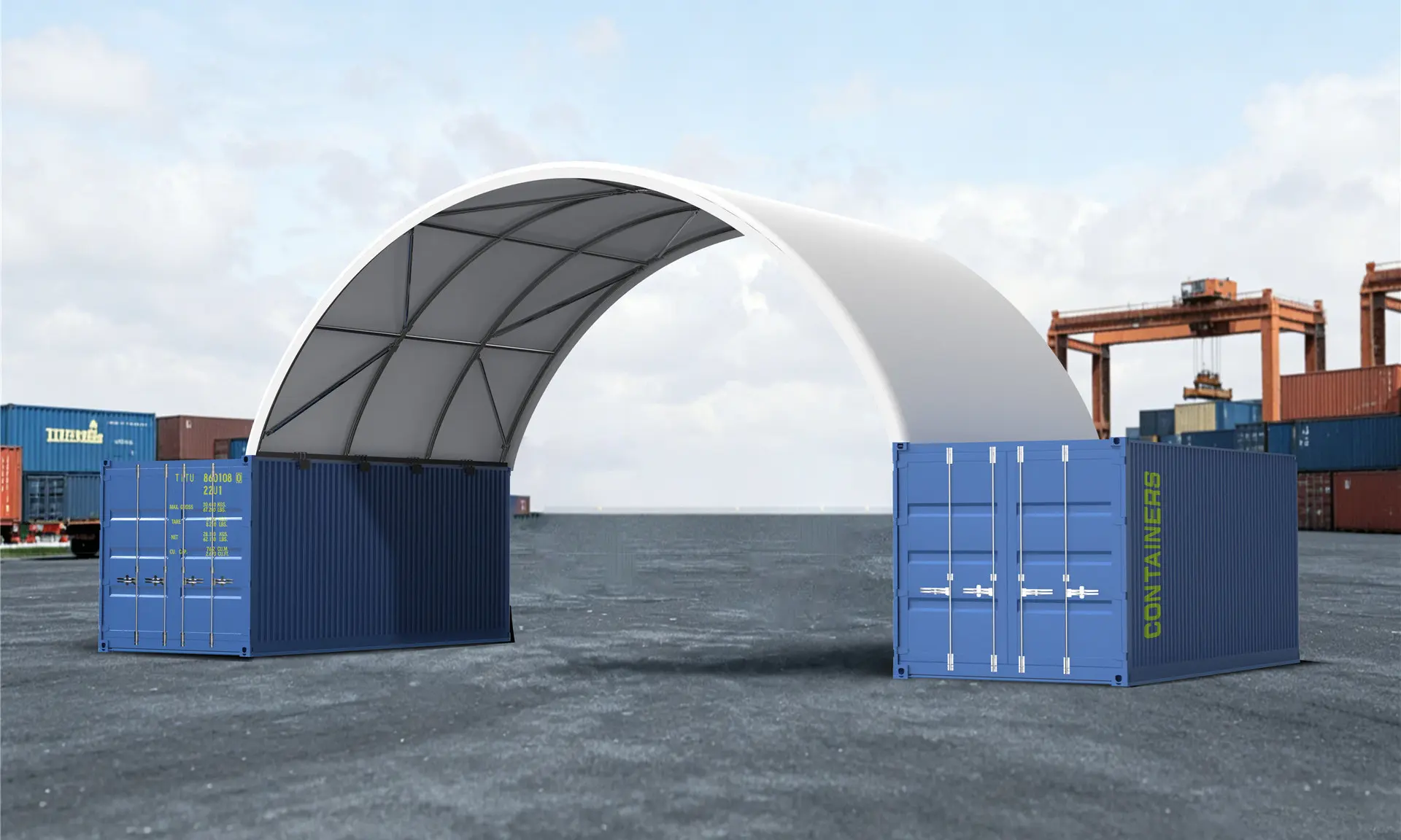 10m wide container shelter