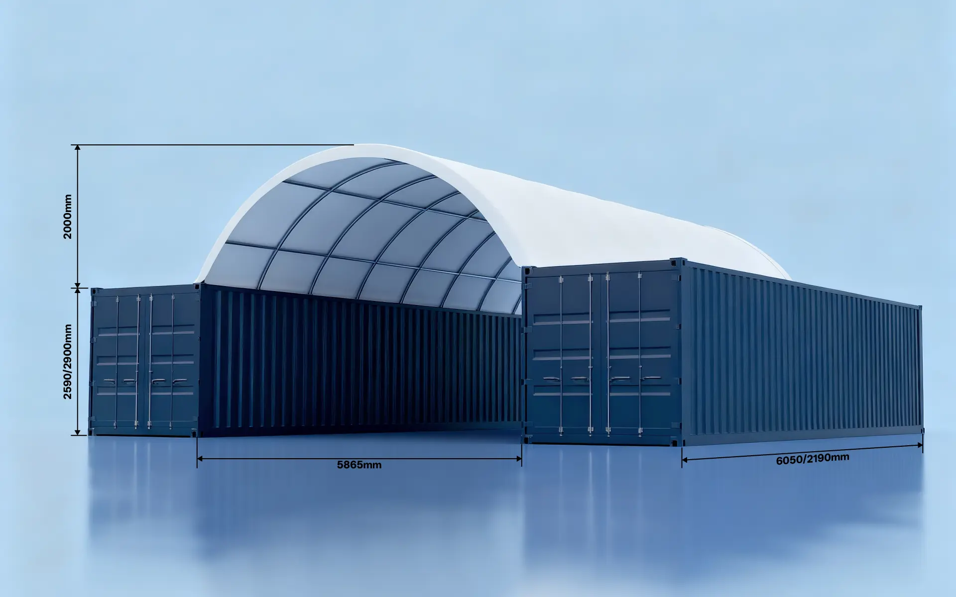 6m x 12m container dome with dimension