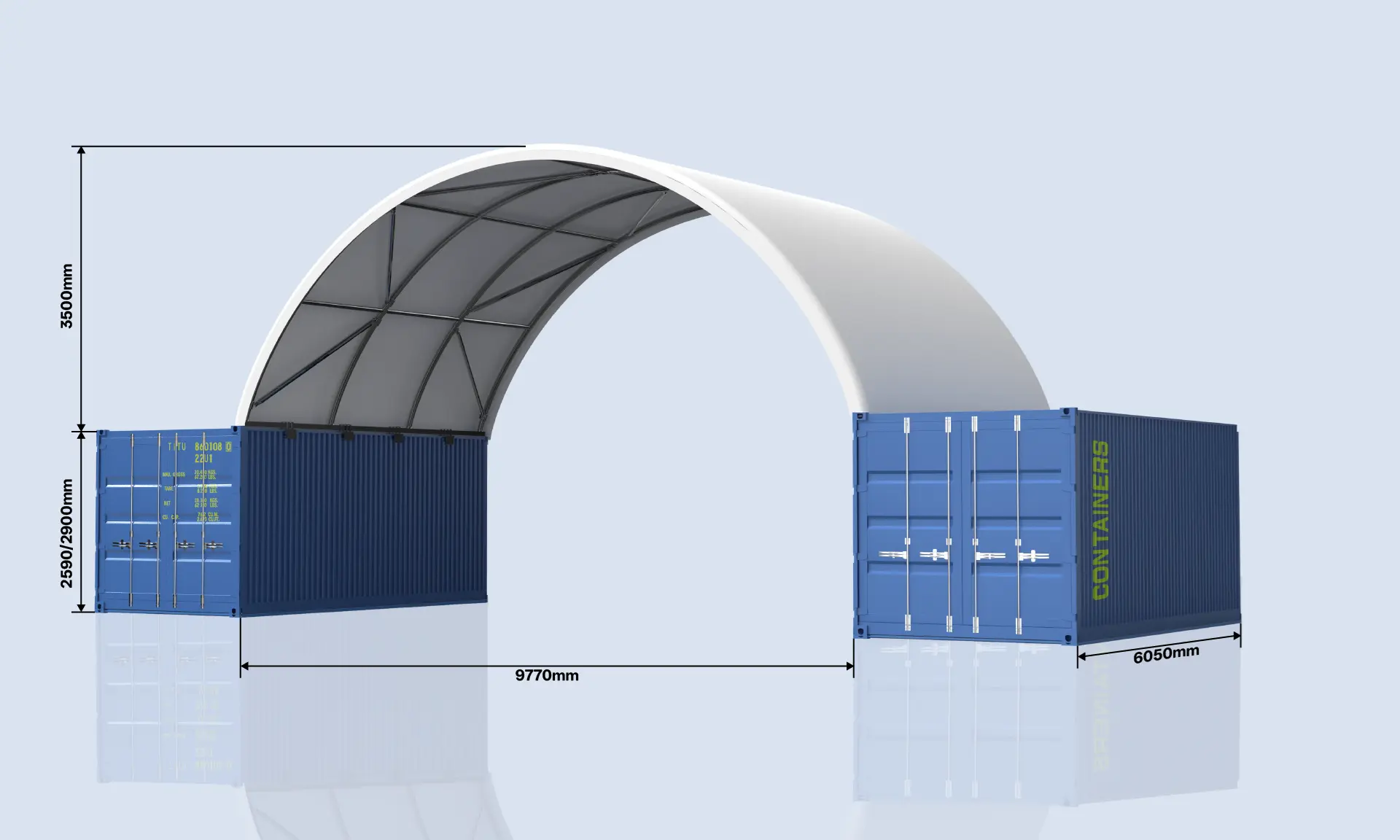 TS1006 container dome shelter with dimension