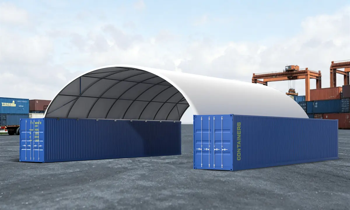 TS1212(3m) - 12m Ultra-Wide 3m High Industrial Container Dome Shelter (40ft)