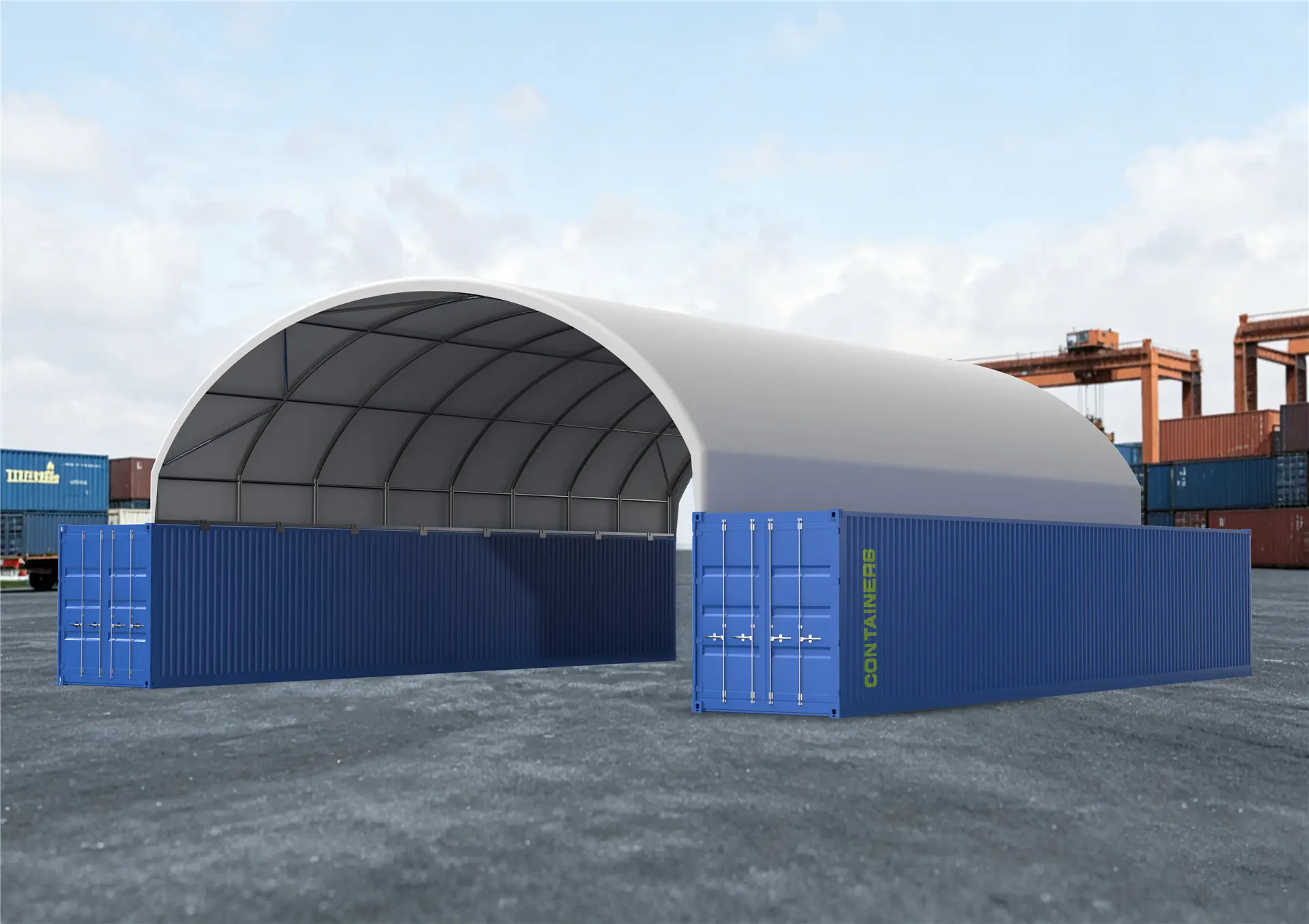 12m wide 4m high container shelter TS1212