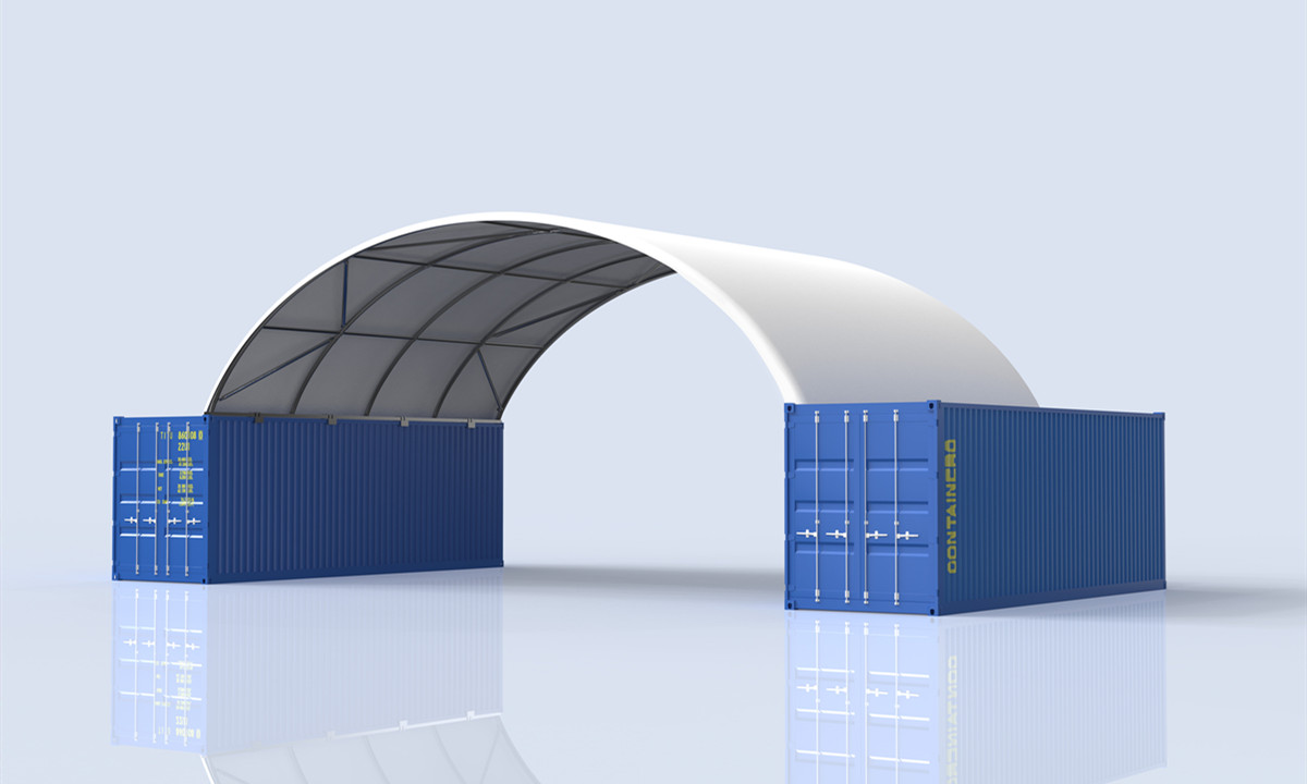 TS1206(3m) - 12m Ultra-Wide 3m High Industrial Container Dome Shelter (20ft)
