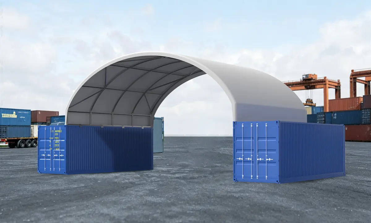 TS1206(4m) — 12m Wide High-Clearance Container Dome Shelter (20ft) | 4m Peak Height