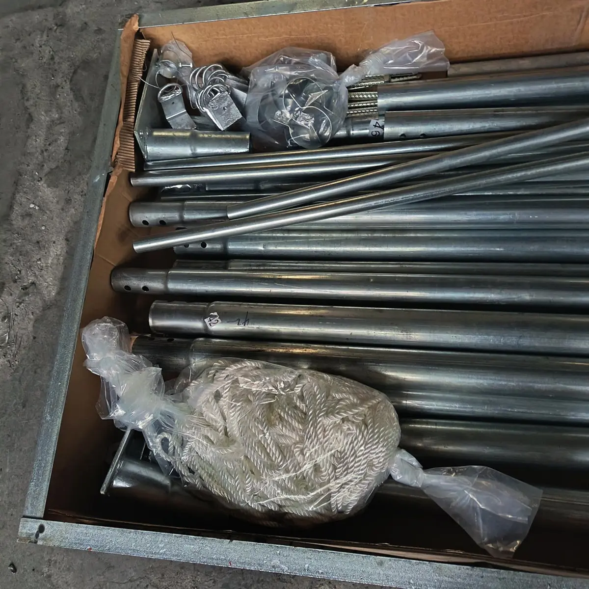 Grade 8.8 bolts and installation accessories individually packed and labelled for container dome shelter