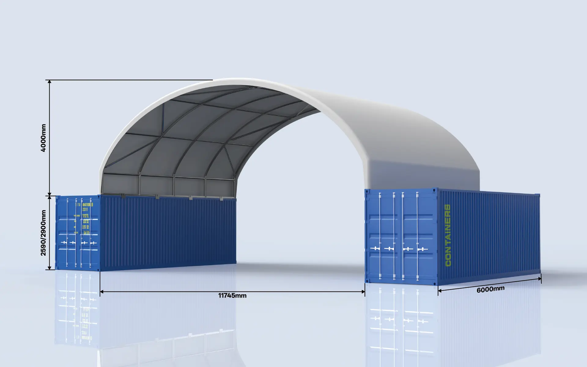 12m wide 4m high container dome shelter