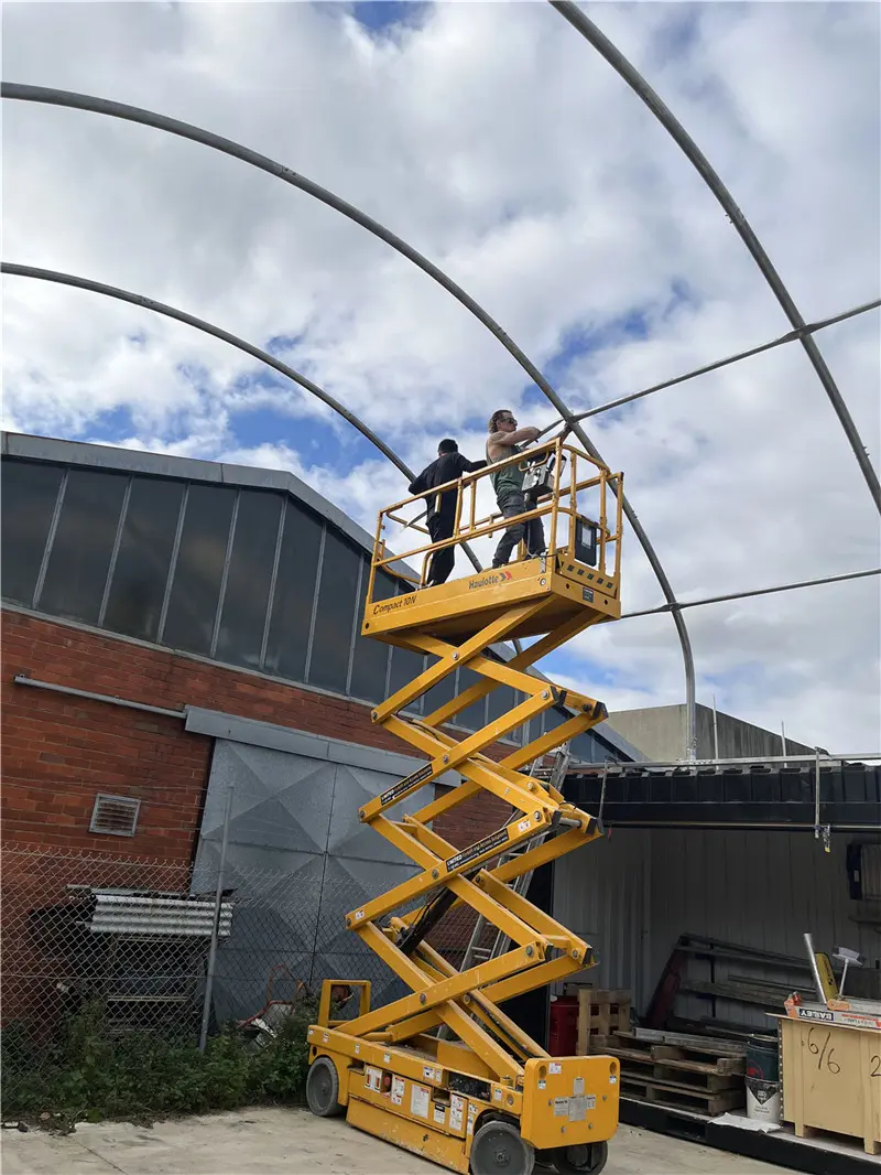 frame erection, PVC cover installation frame erection, PVC cover installation